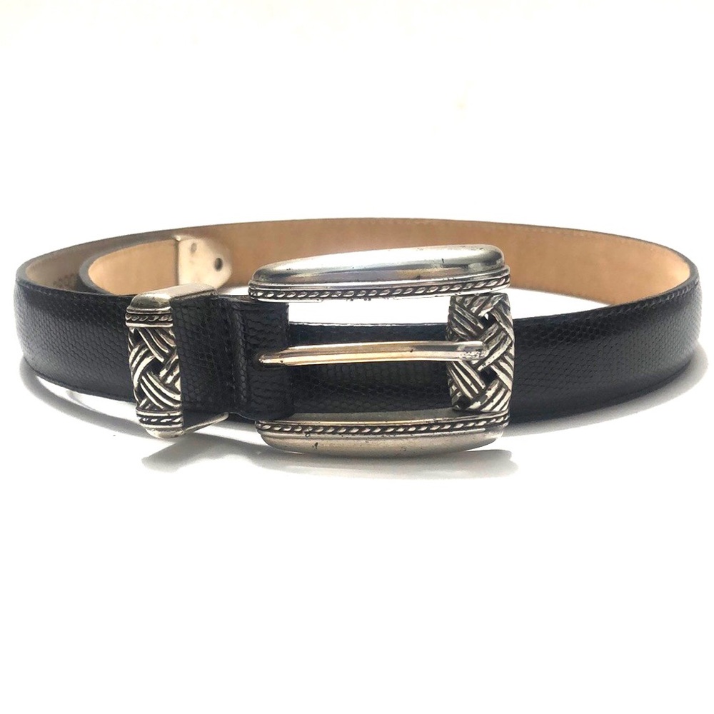 Brighton Black Silver Leather Belt size Small